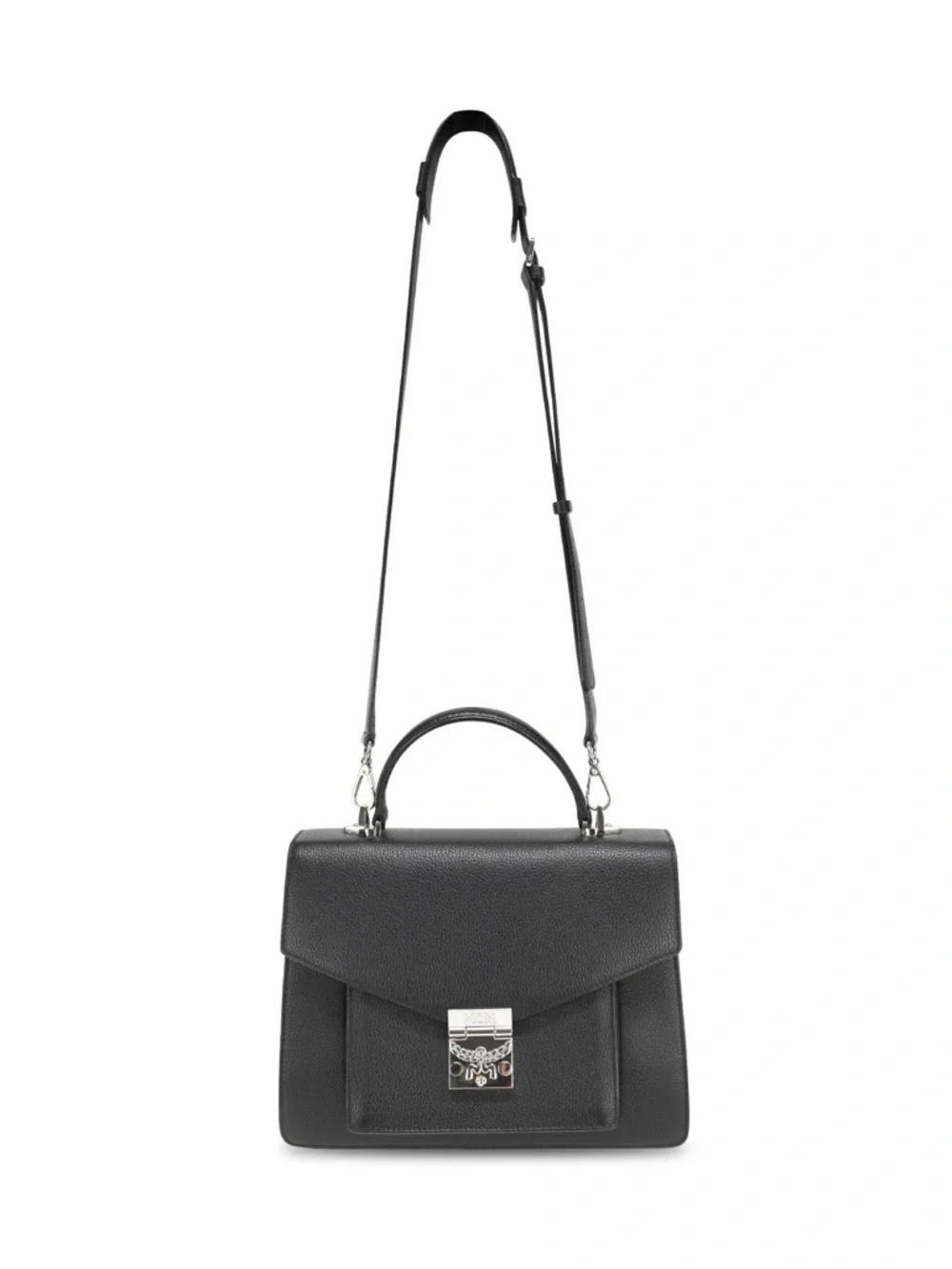MCM Patricia Pocket Satchel in Black Grained Leather - Picture 9 of 10